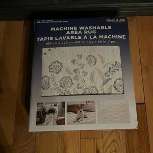 Machine Washable Floral Area Rug - Cream 63X89 inches